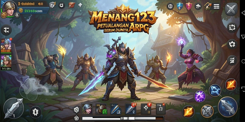 Tampilan dinamis gameplay ARPG dengan pertarungan yang seru.